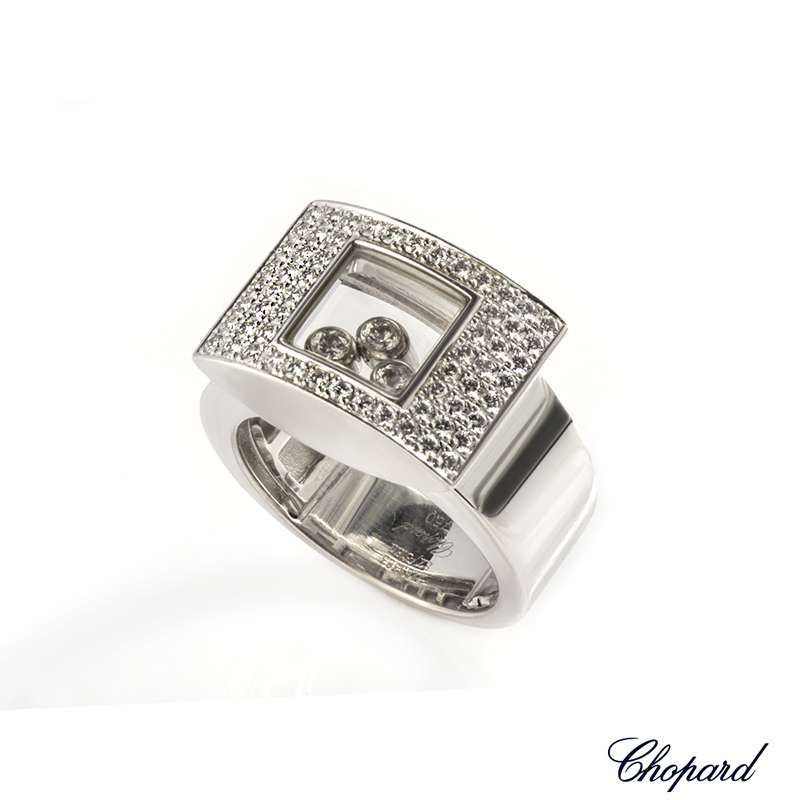 Chopard 18k White Gold Happy Curves Ring 82 3180